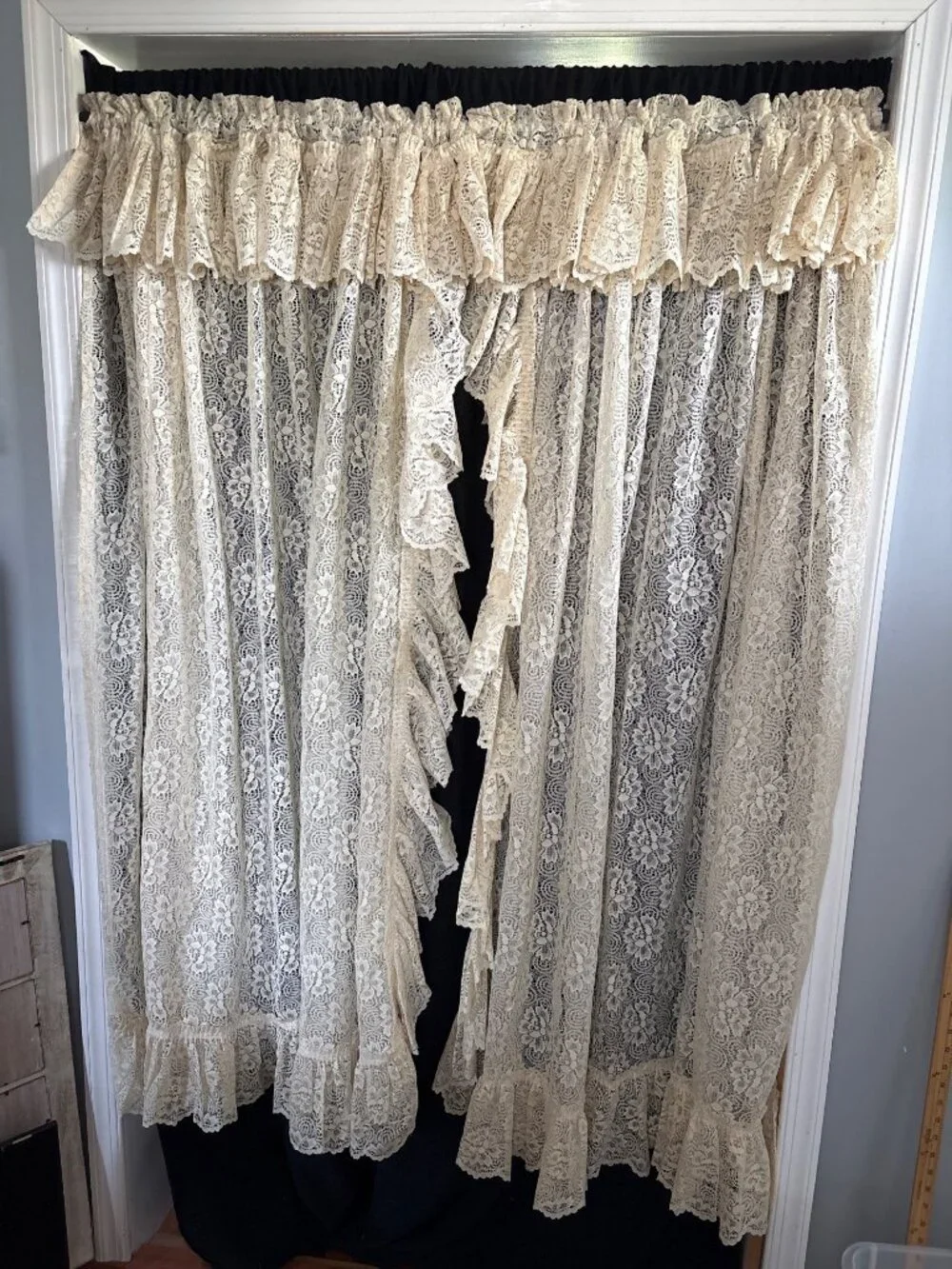 Cream Lace Curtain Panels Ruffles 66